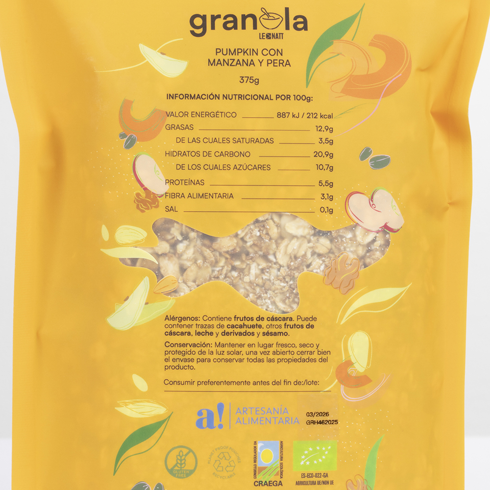 GRANOLA PUMKIN CON MANZANA E PERA 375g
