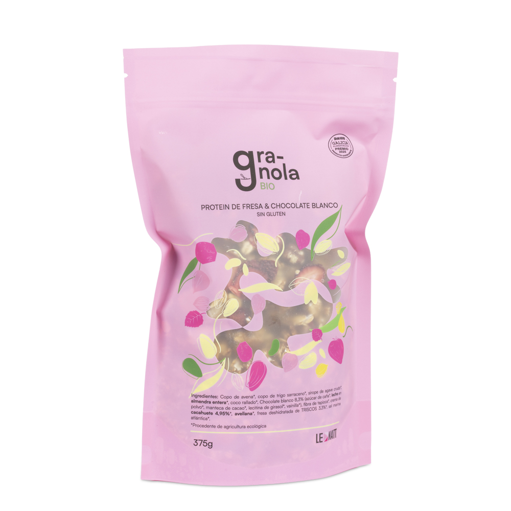 GRANOLA PROTEIN DE FRESA & CHOCOLATE BRANCO 375g