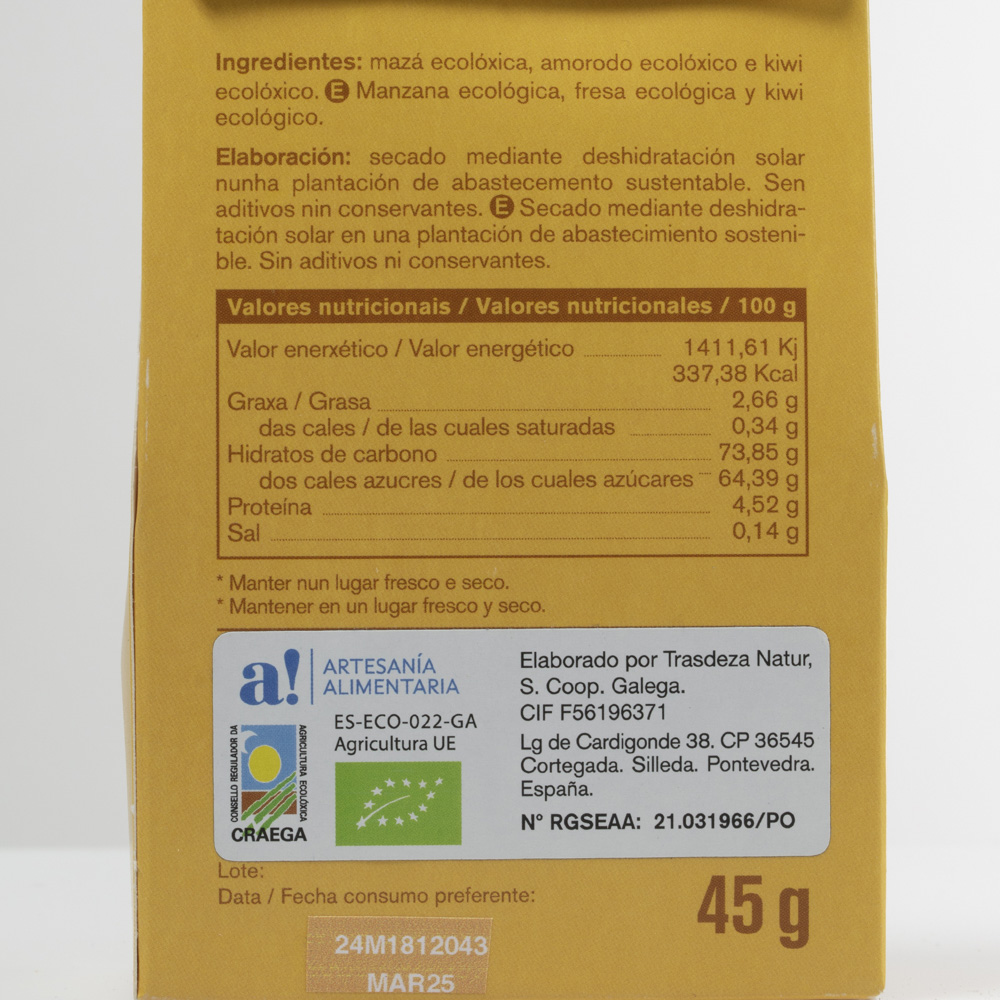 Triscos de mazá, kiwi e amorodo